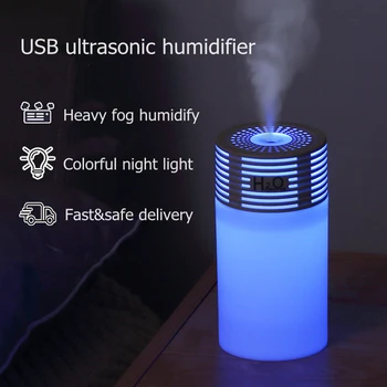 300 МЛ USB Овлажнител на Въздуха Мини Ултразвуков Студен Туманообразователь с Цветни Led Ночником За Домашна Кола Aroma Humidificador Diffusor