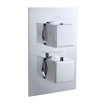 Висококачествена скрита баня, термостатичен вентил за душ, смесител, кв. 2 на циферблата, 2 начина за контрол на температурата, 2 функции
