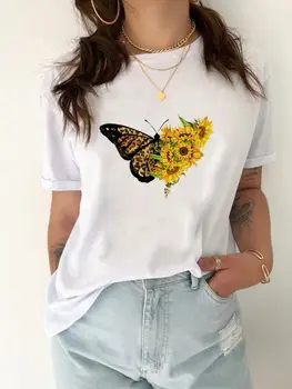 Тениска с флорални принтом, скъпа водно конче, тенденция тениска, ежедневни тениски с къс ръкав, графична дрехи, дамски модни тениска
