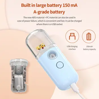 Мини спрей Nano Mister Охладител двойна котела за лице USB акумулаторна мини-овлажнител за грижа за кожата на лицето Овлажняващ небулайзер Beauty SPA