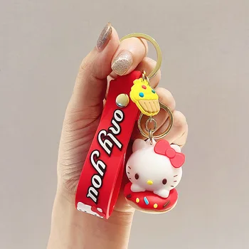 Sanrio ключодържател Чанта окачване на Hello Kitty Kuromi Cinnamoroll Аниме автоаксесоари за ключове Комплект раница Сладко момиче празнични подаръци играчка