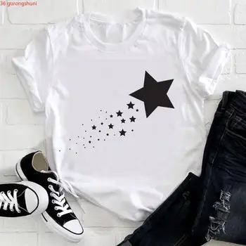 Скъпа дамски дрехи с леопардовым принтом под формата на звезди, мода на 90-те години, летни дрехи с къс ръкав, тениска с принтом, женска тениска, графична тениска