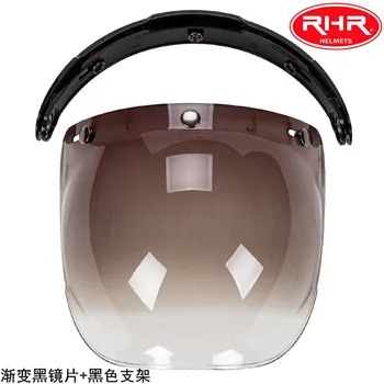 Автентичен мотоциклет шлем с пузырьковым огледало, три бутона, лещи шлем в стил ретро очила с пузырьковым екран, аксесоари за каски